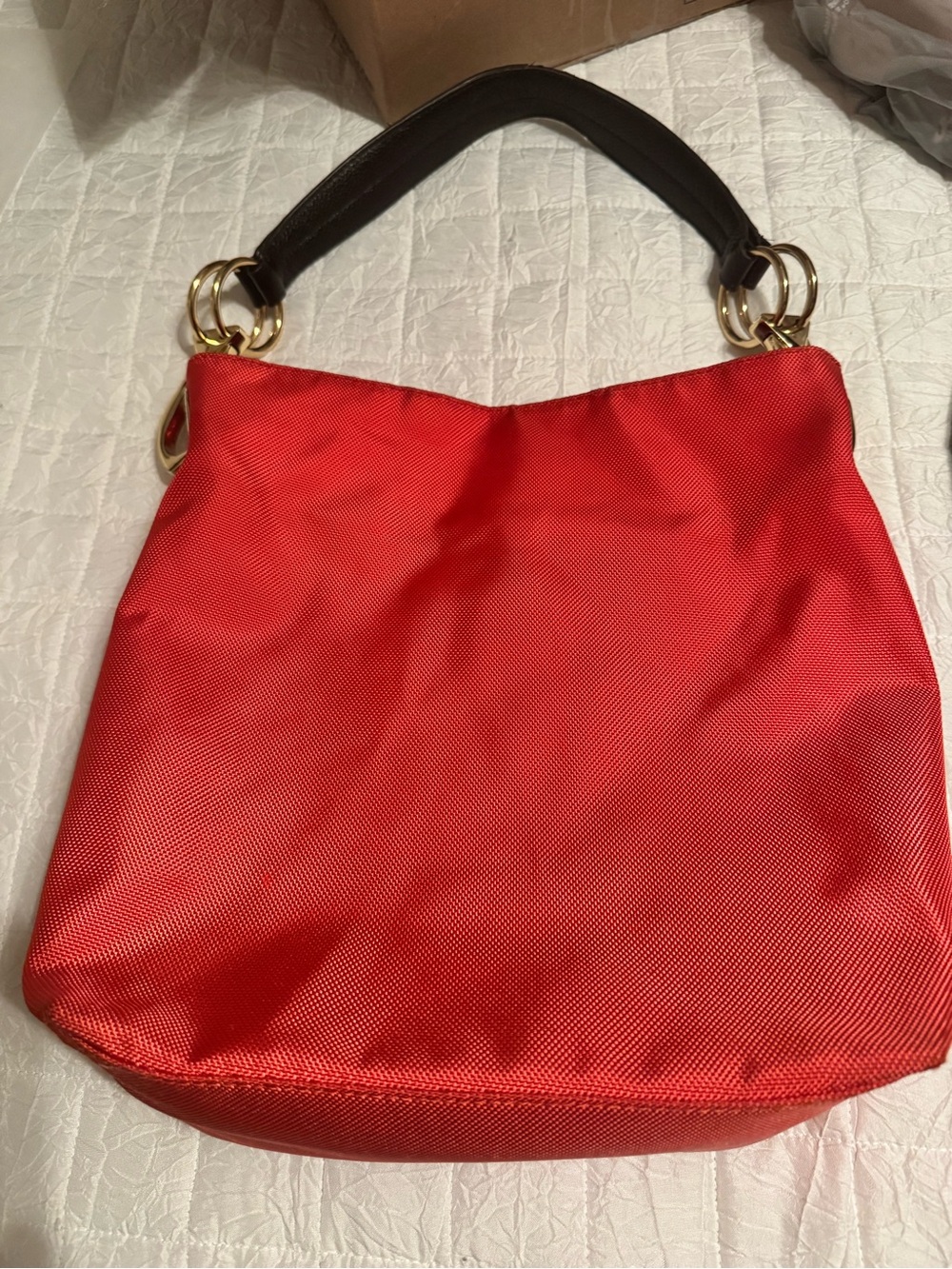 JPK Paris Salmon/ Orange Shoulder Tote Bag with Black Handle